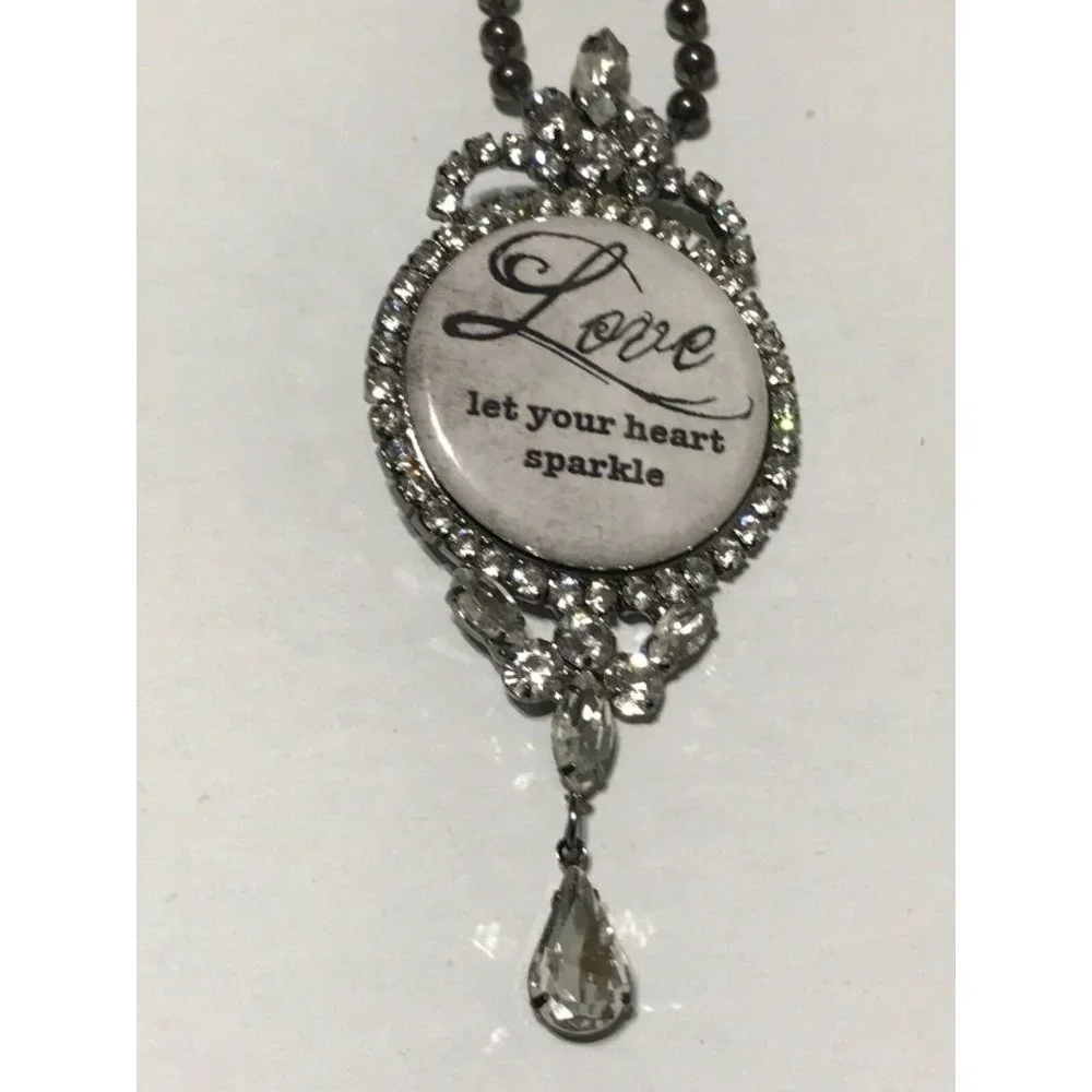 Love Let Your Heart Sparkle Adjustable Boutique‎ Bling NECKLACE Costume Jewelry